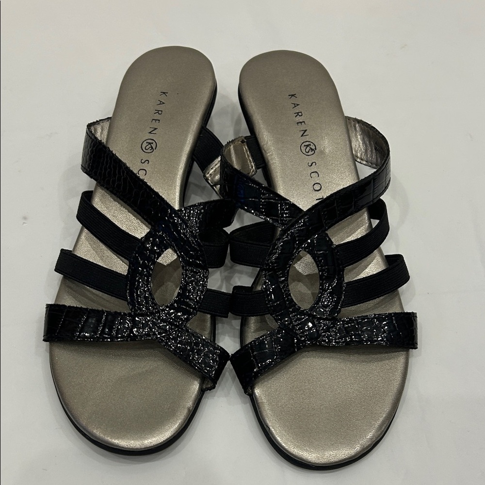 Karen Scott Black and Silver Sandals